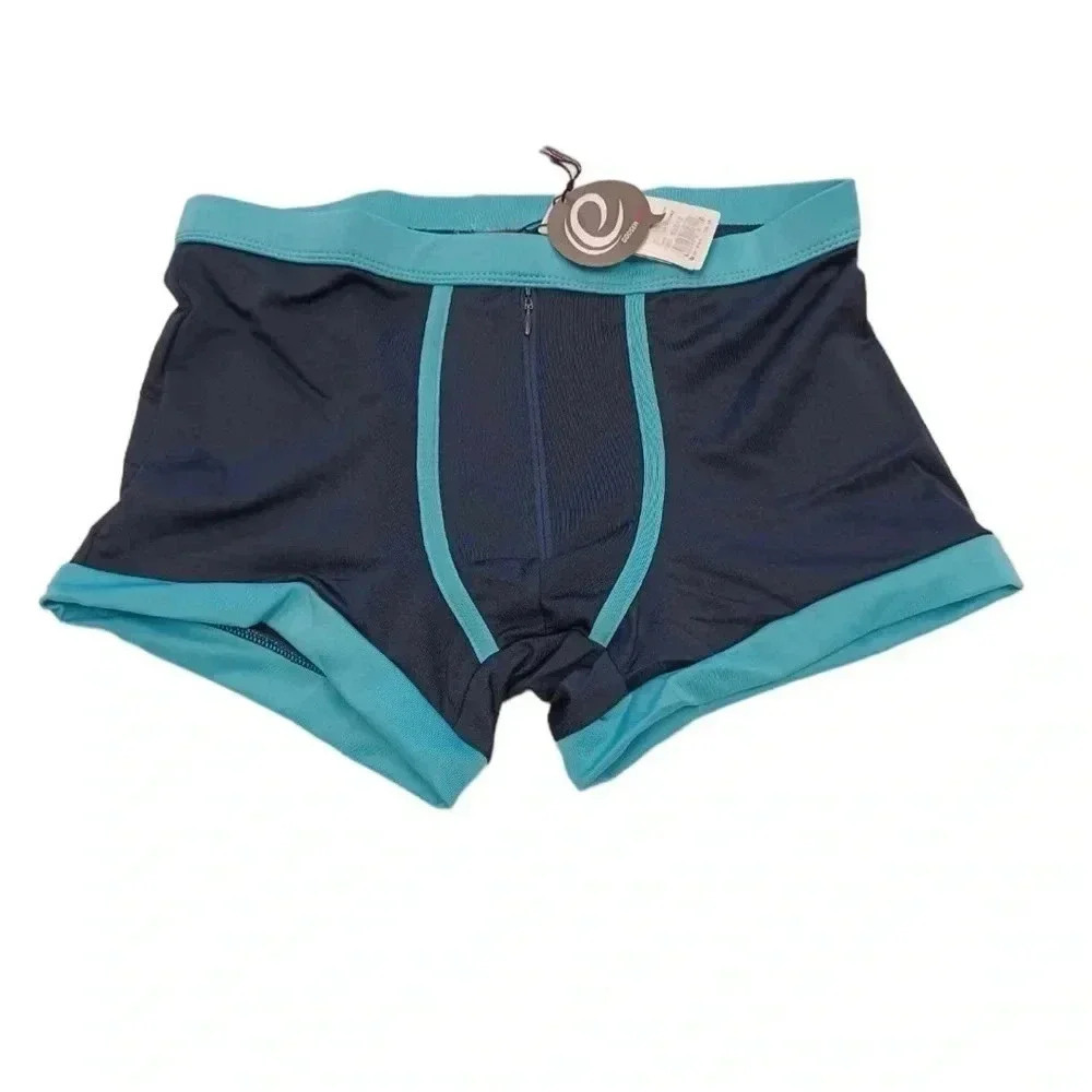 Godsen Black Light Blue Front Zipper Swim Shorts Size  Medium